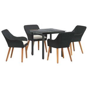 vidaXL Ensemble de salle à manger pour jardin 5 pc Noir polyrotin