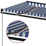 Vidaxl auvent manuel rétractable avec led 450x350 cm bleu et blanc