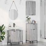 vidaXL Ensemble de mobilier de salle de bain Plaid 3 Pièces Sonoma gris
