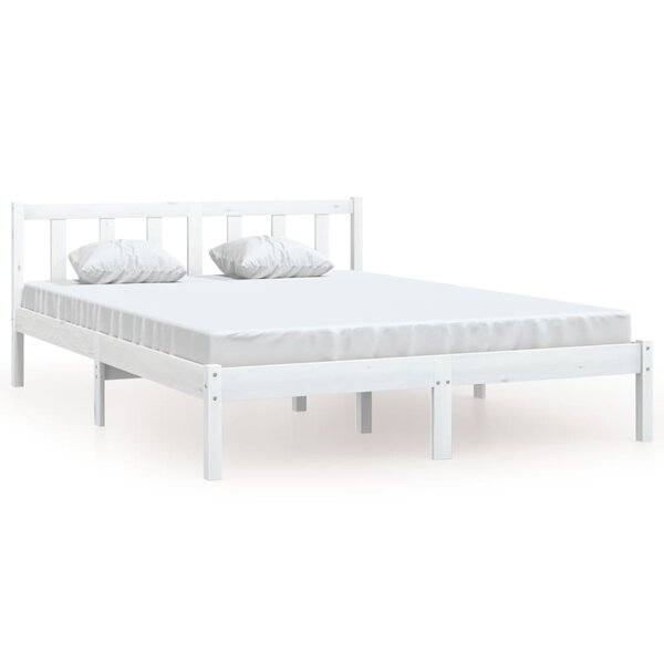 vidaXL Cadre de lit sans matelas blanc bois massif 140x190 cm