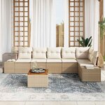 vidaXL Ensemble de canapé de jardin 7 Pièces Beige et blanc