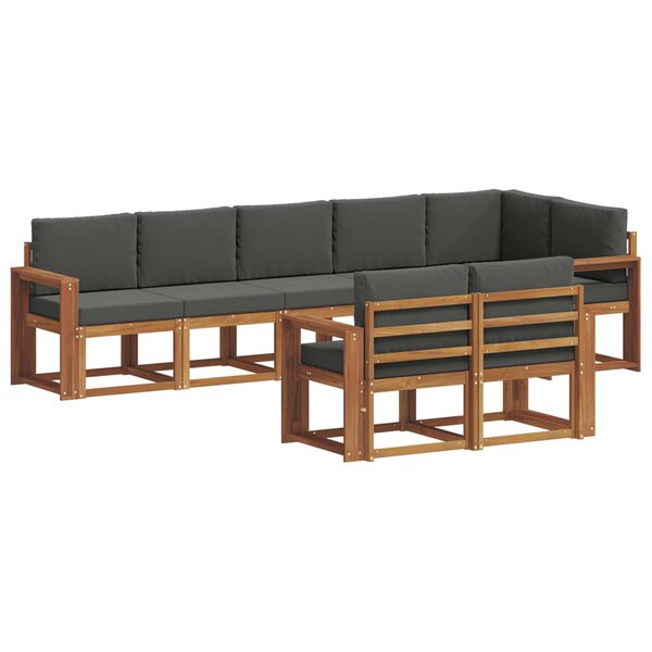 vidaXL Ensemble de canapés d'extérieur 8 pc Naturel et Anthracite