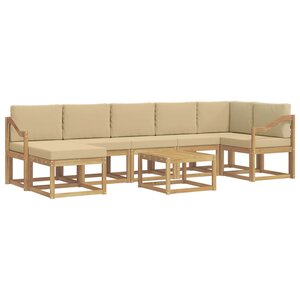 vidaXL Ensemble de canapés d'extérieur 8 pc Blanc et Beige Polyester