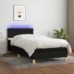 vidaXL Sommier à lattes de lit avec matelas et LED Noir 90x190cm Tissu