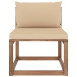 vidaXL Canapé de milieu palette de jardin avec coussins beige