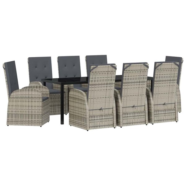 vidaXL Ensemble de salle à manger pour jardin 9 pc Gris polyrotin