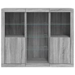 vidaXL Buffets avec lumières LED 3 Pièces sonoma gris bois d'ingénierie