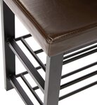 Banc de rangement à chaussures meuble assise tabouret en synthétique 2 niveaux marron 13_0000360
