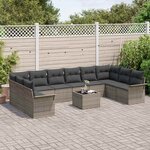 vidaXL Ensemble de canapé de jardin 11 Pièces Gris Poly rotin