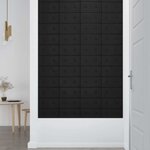 vidaXL Tête de lit murale 12 Pièces Noir 30 x 15 cm Simili cuir