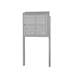 Bloc collectif Leabox  2x2  grade 3  simple face  extérieur  fixation sur pieds à sceller  gris clair ral 7035 finition brillante