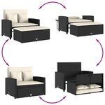vidaXL Canapé de jardin avec coussins 2 places noir résine tressée