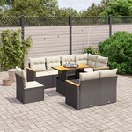 vidaXL Salon de jardin 9 Pièces avec coussins noir résine tressée