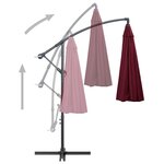 vidaXL Parasol suspendu Bordeaux 3 m Mât en aluminium