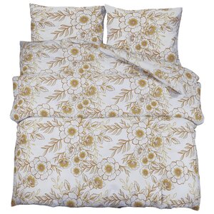 vidaXL Ensemble de housse de couette blanc et marron 225x220 cm Coton