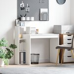 vidaXL Bureau d'ordinateur Blanc Bois d'ingénierie Compact Rangement