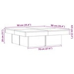 vidaXL Table basse vieux bois 90x90x28 cm bois d'ingénierie