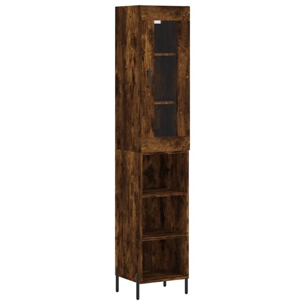 vidaXL Buffet haut Chêne fumé 34 5x34x180 cm Bois d'ingénierie