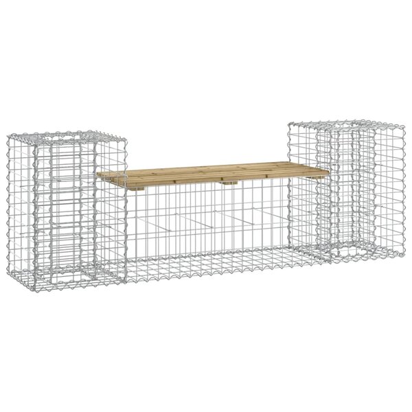 vidaXL Banc de jardin design gabion 183x41x60 5cm bois de pin imprégné