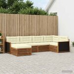 vidaXL Ensemble de canapés d'extérieur 6 Pièces Naturel et Crème