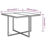 Vidaxl table de jardin marron 109x107x74 cm résine tressée et verre