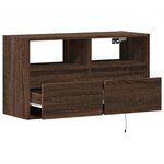 vidaXL Meuble TV mural avec lumières LED chêne marron 80x31x45 cm