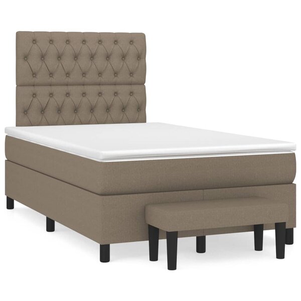 vidaXL Sommier à lattes de lit avec matelas Taupe 120x200 cm Tissu