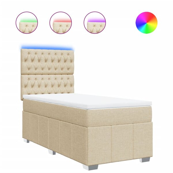 vidaXL Sommier à lattes de lit et matelas Crème 90x190 cm Tissu