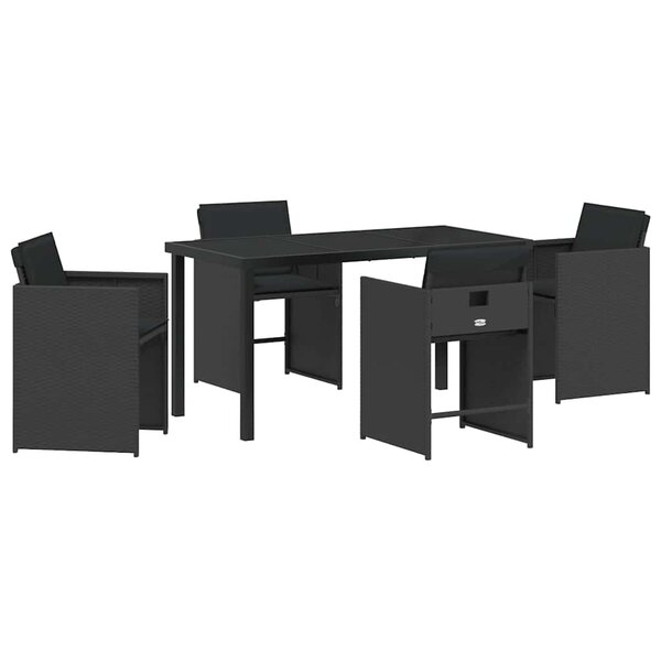 vidaXL Ensemble de salle à manger pour jardin 5 Pièces Noir polyrotin