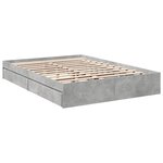 vidaXL Cadre de lit avec tiroirs sans matelas gris béton 150x200 cm