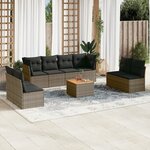 vidaXL Salon de jardin 9 Pièces avec coussins gris résine tressée