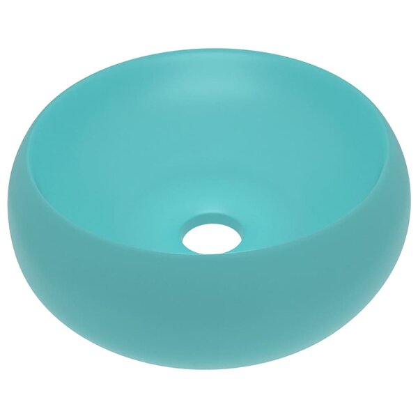 vidaXL Lavabo rond de luxe Vert clair mat 40x15 cm Céramique