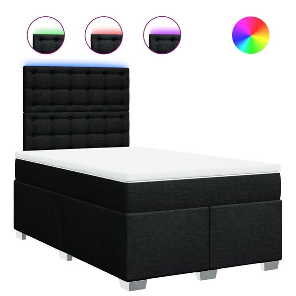 vidaXL Sommier à lattes de lit avec matelas noir 120x190 cm tissu