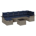 vidaXL Ensemble de canapé de jardin 8 Pièces Gris et marine polyrotin