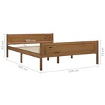 vidaXL Cadre de lit Bois de pin massif Marron miel 160x200 cm