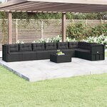 vidaXL Salon de jardin 8 Pièces avec coussins noir résine tressée