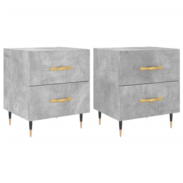 vidaXL Tables de chevet 2Pièces gris béton 40x35x47 5cm bois d’ingénierie