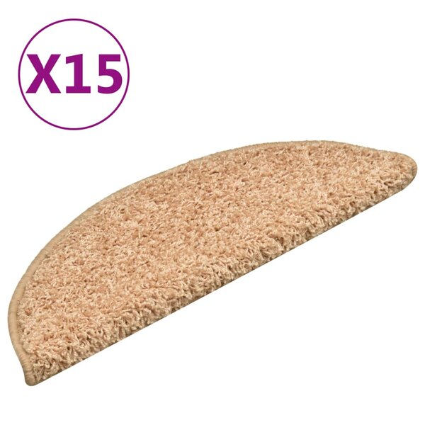 vidaXL Tapis de marches d'escalier 15 Pièces Doré 56x17x3 cm