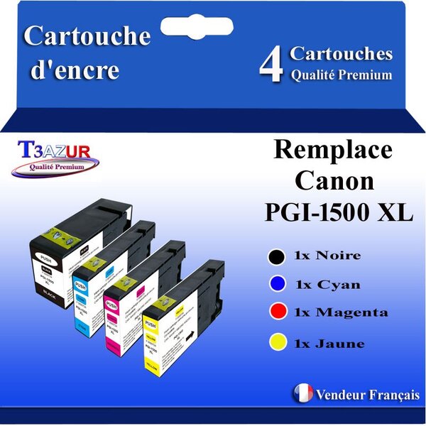 T3AZUR - 4x Cartouches compatibles avec Canon PGI1500XL PGI-1500 XL pour Canon Maxify MB2050 MB2150 MB2155 MB2350 MB2750 MB2755