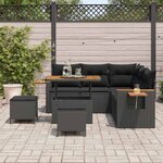 vidaXL Ensemble de canapé de jardin avec coussin 8 Pièces Noir