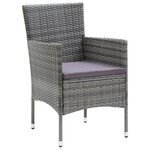 vidaXL Mobilier à dîner de jardin et coussins 3Pièces Résine tressée Gris