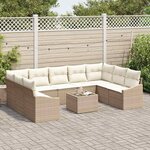 vidaXL Ensemble de canapé de jardin 10 Pièces Beige Poly rotin