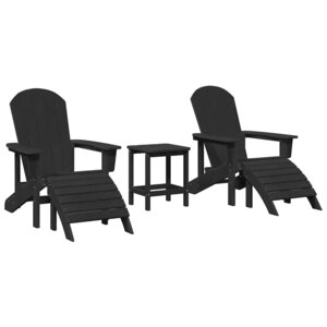vidaXL Chaise de jardin 3 Pièces Noir Polyéthylène