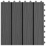 vidaXL Carreau de terrasse Design 3D 11 Pièces Noir 30 x 30 cm WPC