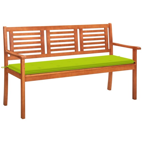 vidaXL Banc de jardin 3 places avec coussin 150 cm Bois d'eucalyptus