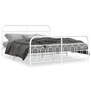 vidaXL Cadre de lit métal sans matelas et pied de lit blanc 160x200 cm