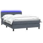 vidaXL Sommier à lattes de lit et matelas et LED gris foncé 140x220cm velours