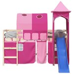 vidaXL Rideaux pour lit mezzanine avec tunnel et tour rose
