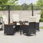 vidaXL Ensemble de salle à manger pour jardin 5 Pièces Noir Poly rotin