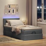vidaXL Lit ottoman avec matelas et LED Gris foncé 80x200cm tissu